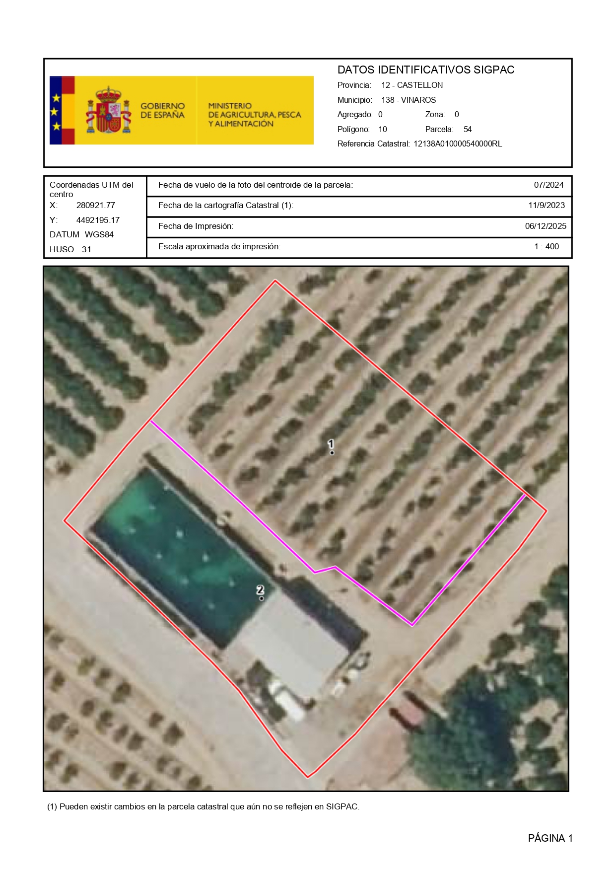 Venta del 25% + 25% indiviso de finca rústica con cítricos en Vinaròs (Castellón) - Polígono 10 – Parcela 54