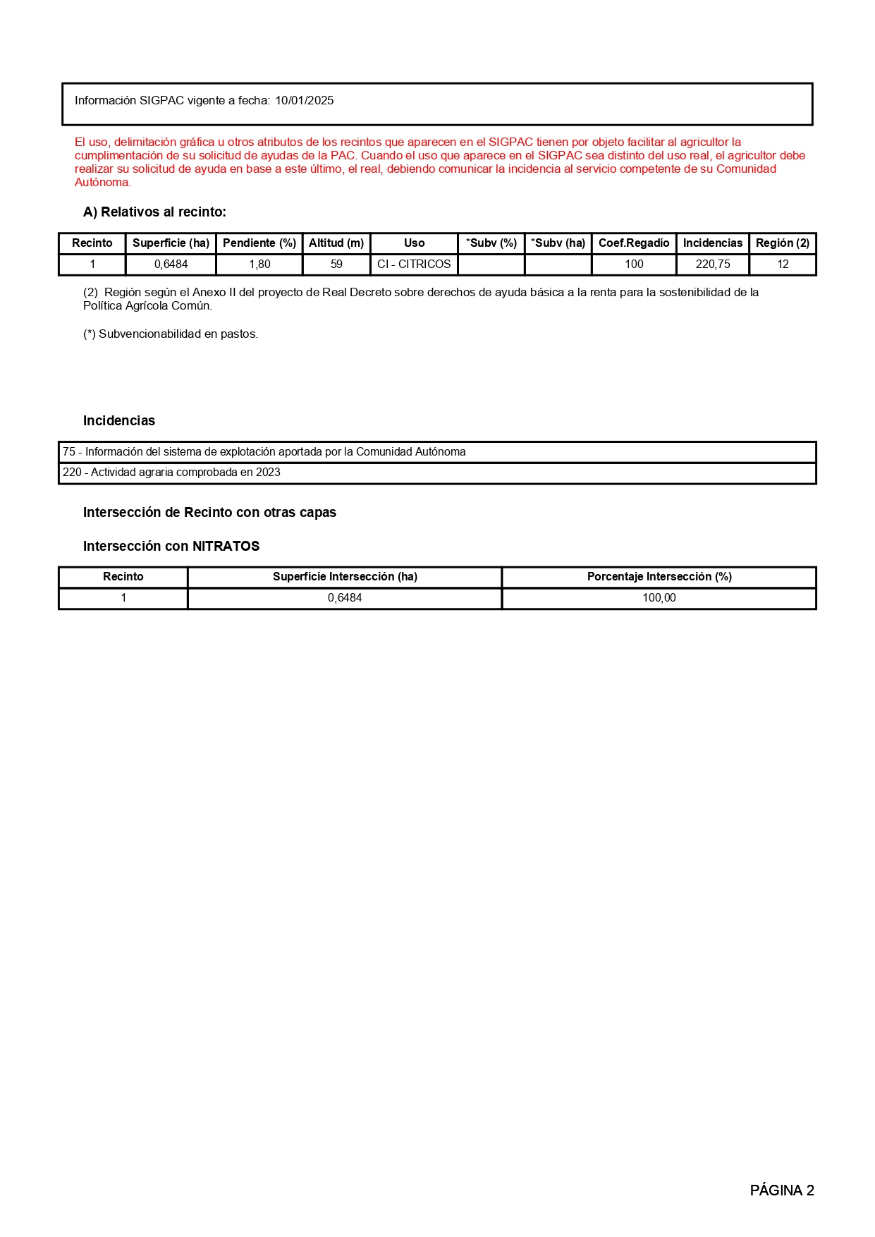 Venta del 50% + 50% indiviso de finca rústica de cítricos en Vinaròs (Castellón) - Polígono 19 – Parcela 553 miniatura 2