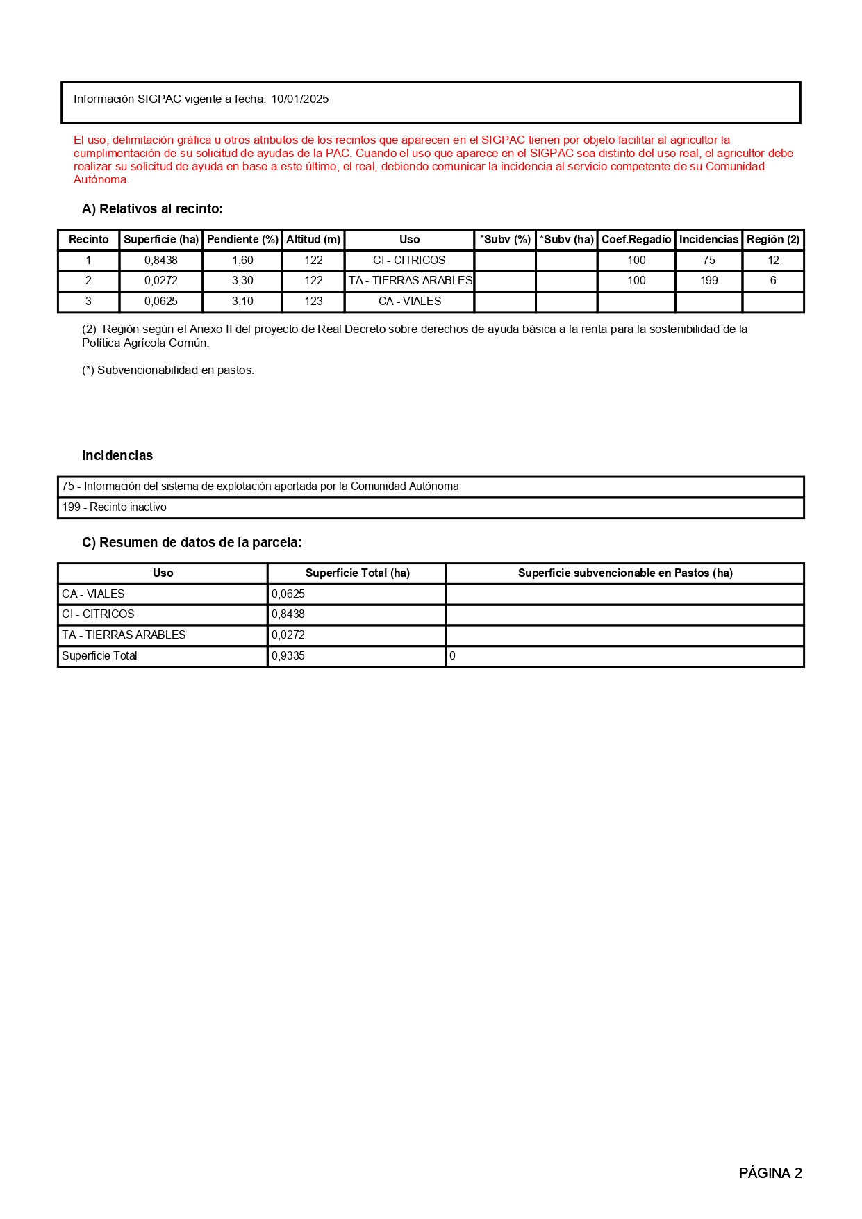 Venta del 100% Pleno Dominio indiviso de finca rústica de cítricos en Vinaròs (Castellón) - Polígono 10 – Parcela 53 miniatura 2