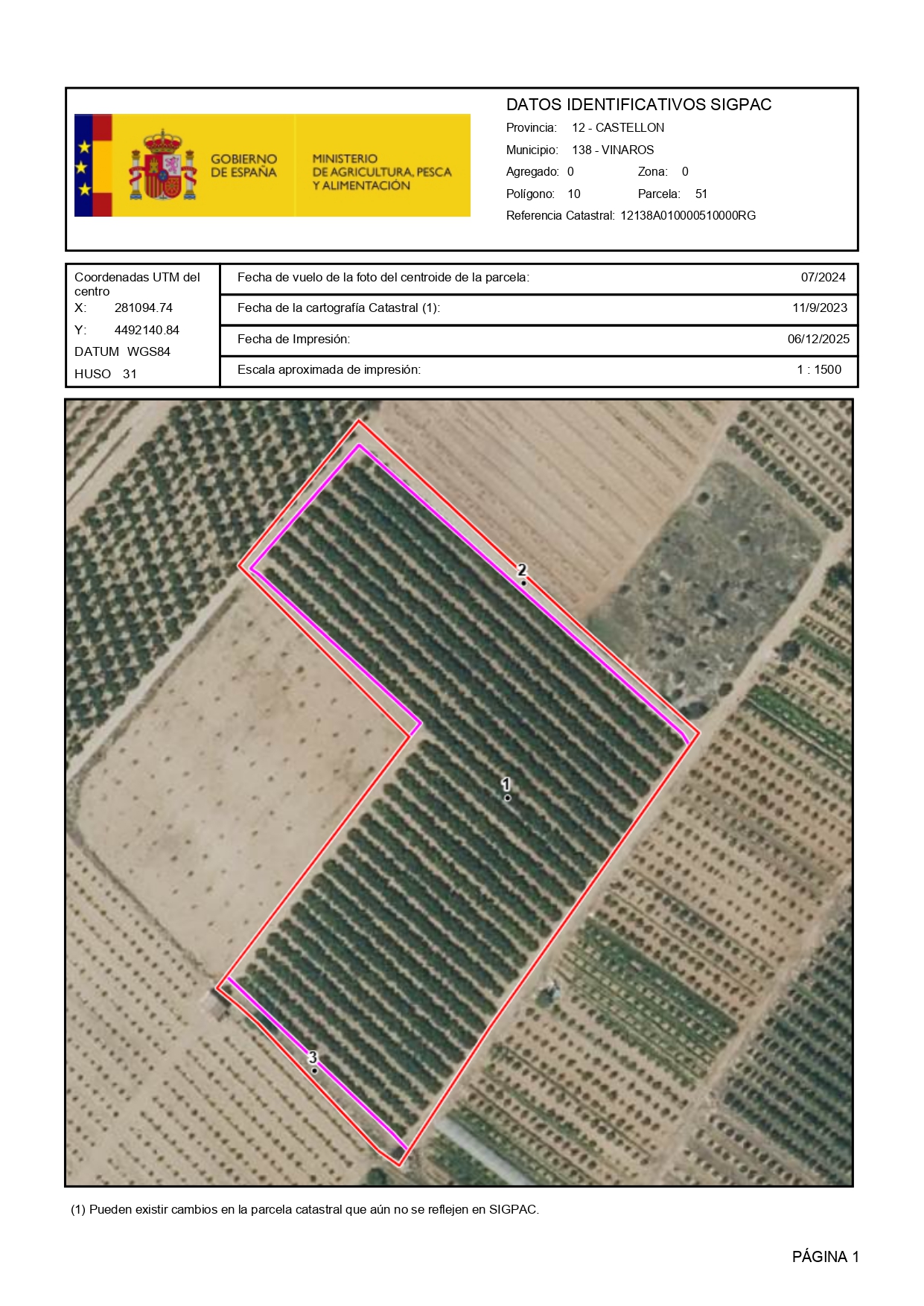 Venta del 25% +25%  de finca rústica de cítricos en Vinaròs – Castellón - Polígono 10 – Parcela 51