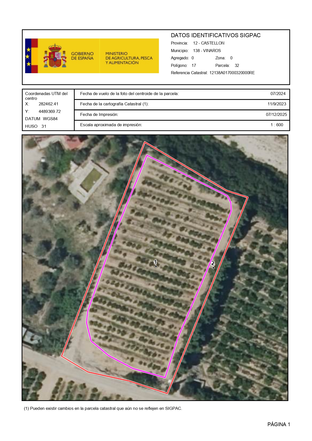 Venta del 50% indiviso de finca rústica de cítricos en Vinaròs (Castellón) - Polígono 17 – Parcela 32