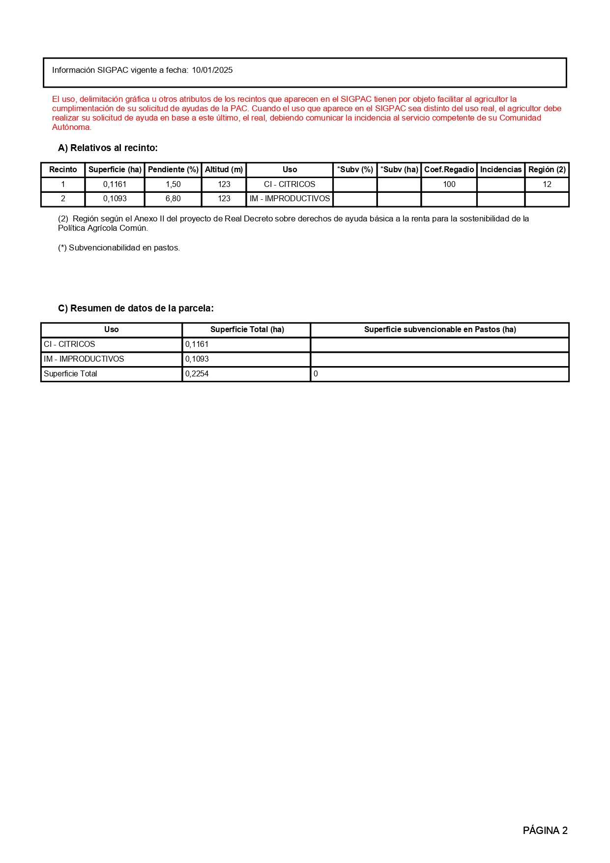 Venta del 25% + 25% indiviso de finca rústica con cítricos en Vinaròs (Castellón) - Polígono 10 – Parcela 54 miniatura 2