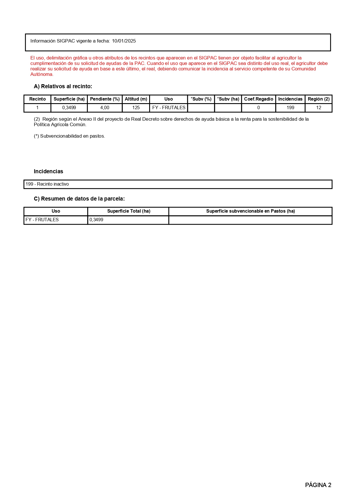 Venta del 100%  de pleno dominio de finca rústica de Olivos en Vinaròs (Castellón) - Polígono 7 – Parcela 8 miniatura 2