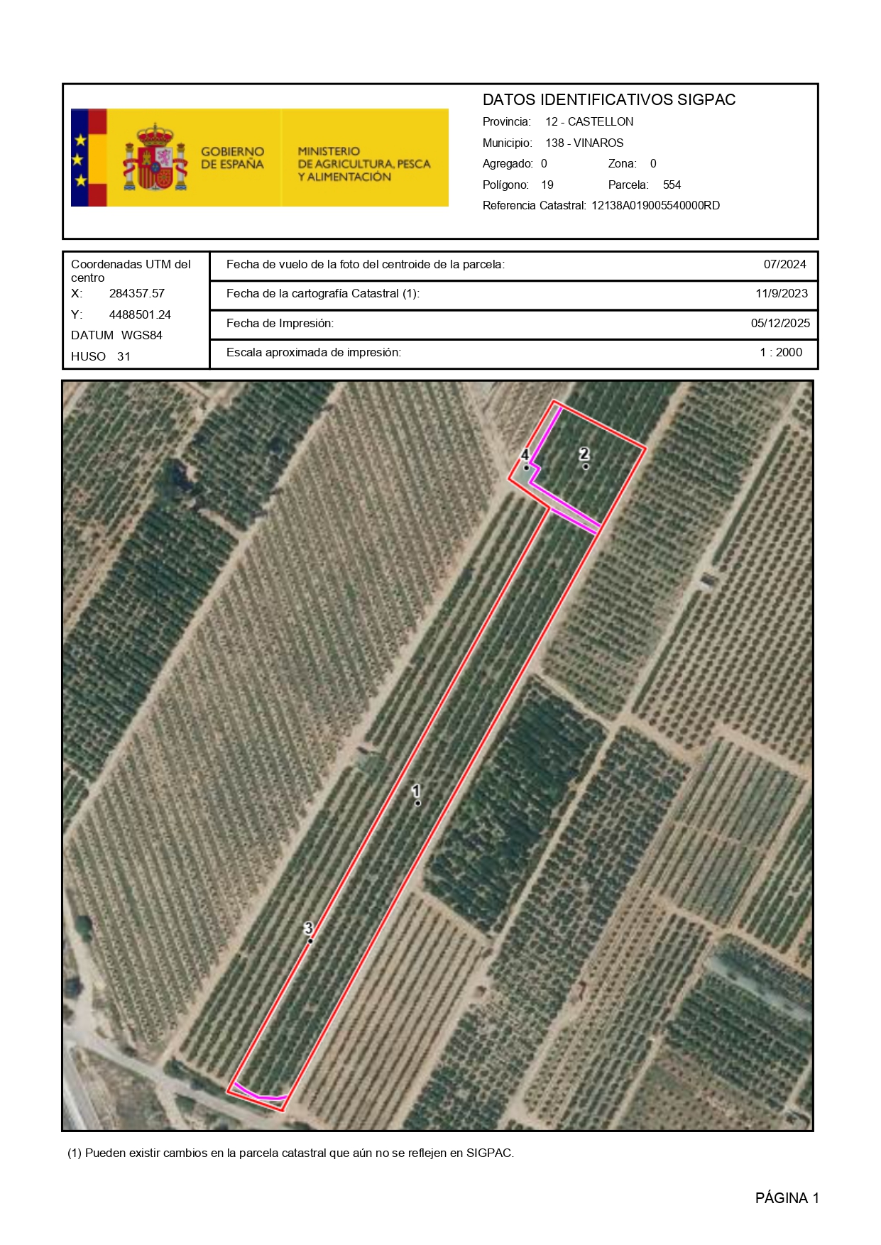 Venta del 50% +50% indiviso de finca de naranjos en Vinaròs – Polígono 19 Parcela 554