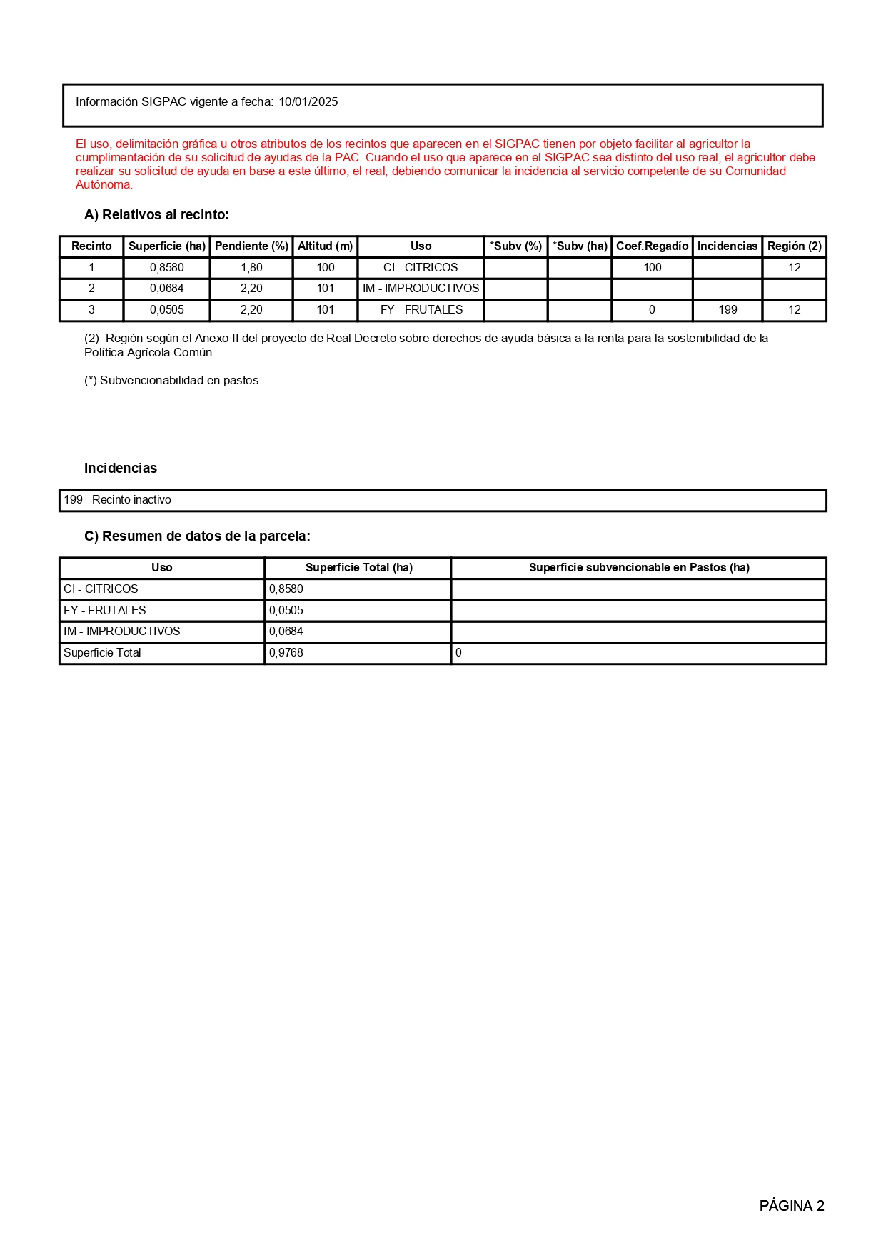 Venta del 100% De pleno dominio indiviso de finca rústica de cítricos en Vinaròs (Castellón) - Polígono 16 – Parcela 25 miniatura 2